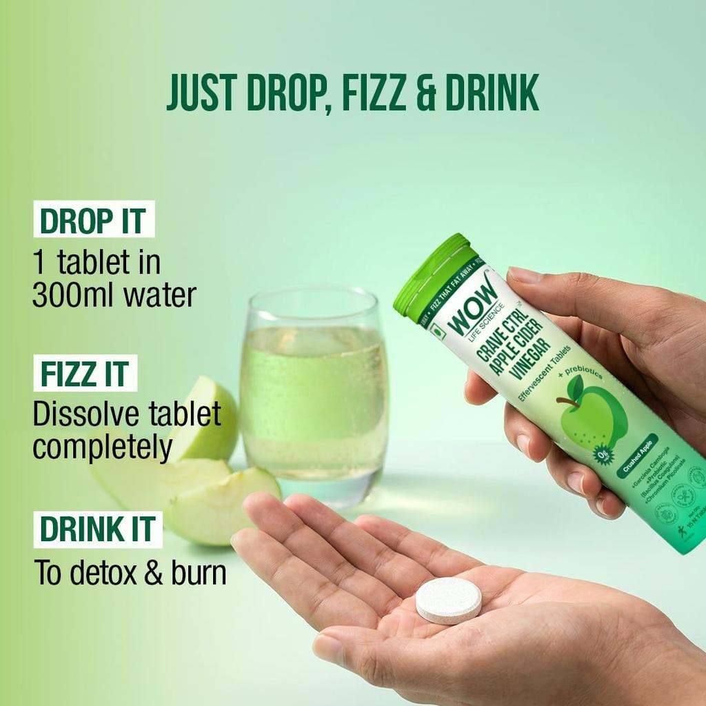Crave Ctrl Apple Cider Vinegar Effervescent Tablets Weight & Craving