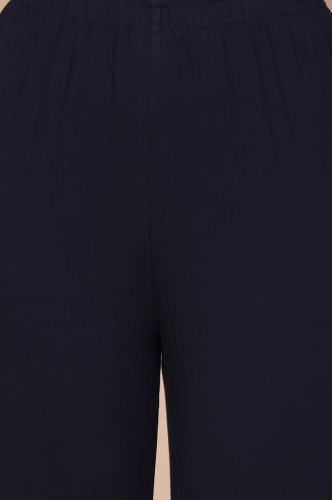 Navy Blue Solid Slim Fit Cotton Churidar — photo 6