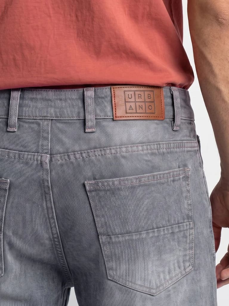 Men's Light Grey Relaxed Fit Washed Denim Jeans Non-Stretchable — photo 6