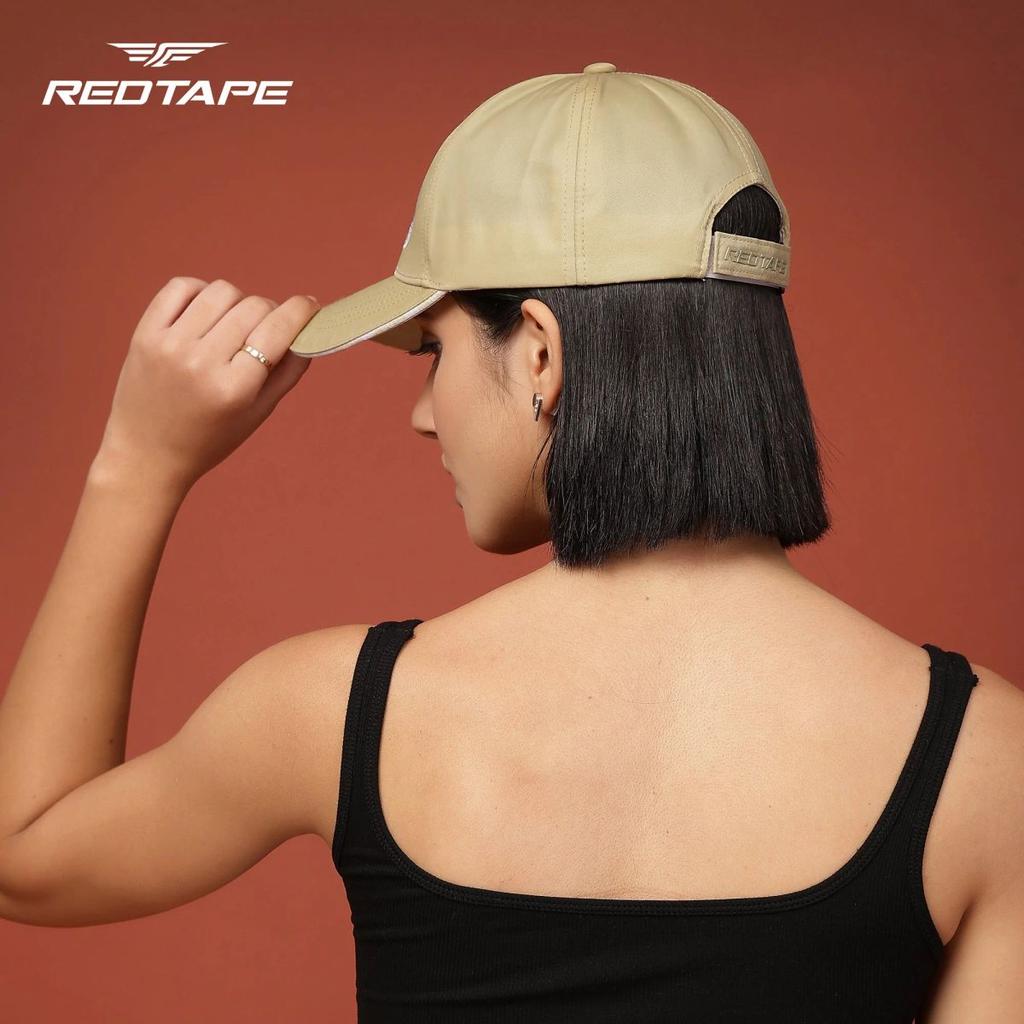 Unisex Beige Solid Polyester Baseball Cap with Adjustable Strap — photo 6