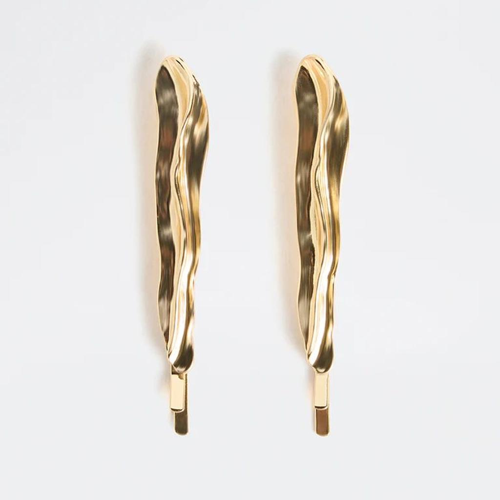 Westside Accessories Gold Irregular Textured Clips - Pack of 2