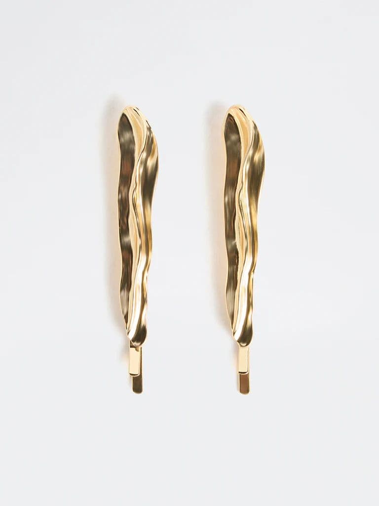 Westside Accessories Gold Irregular Textured Clips - Pack of 2