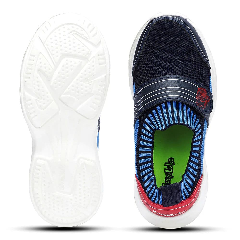 Leap7X Navy Blue Sports Non Lacing Walking Shoes For Kids TREND-K5K By Liberty — photo 6