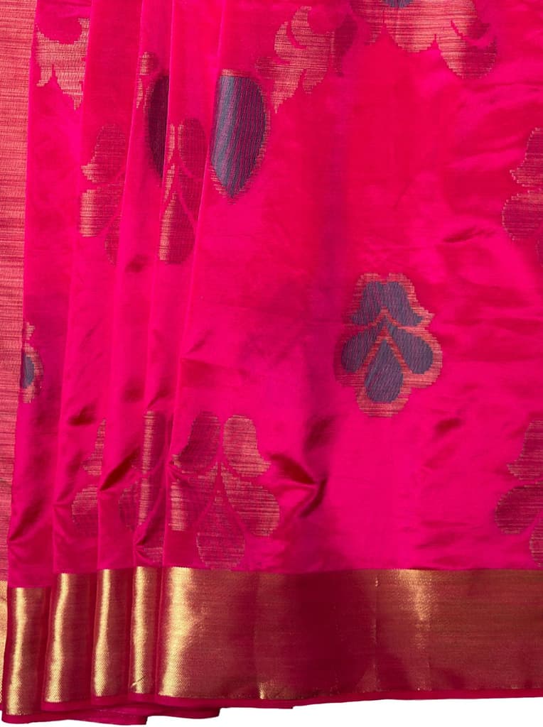 MIMOSA Women's Woven Design Mysore Silk Style Crepe Saree with Blouse Piece - Rani ( SA00003135RNFREE ) — photo 6