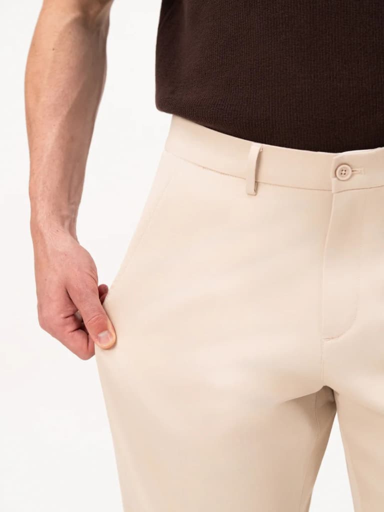 Lumora Cream Relaxed Fit Stretch Chinos for Men — photo 4
