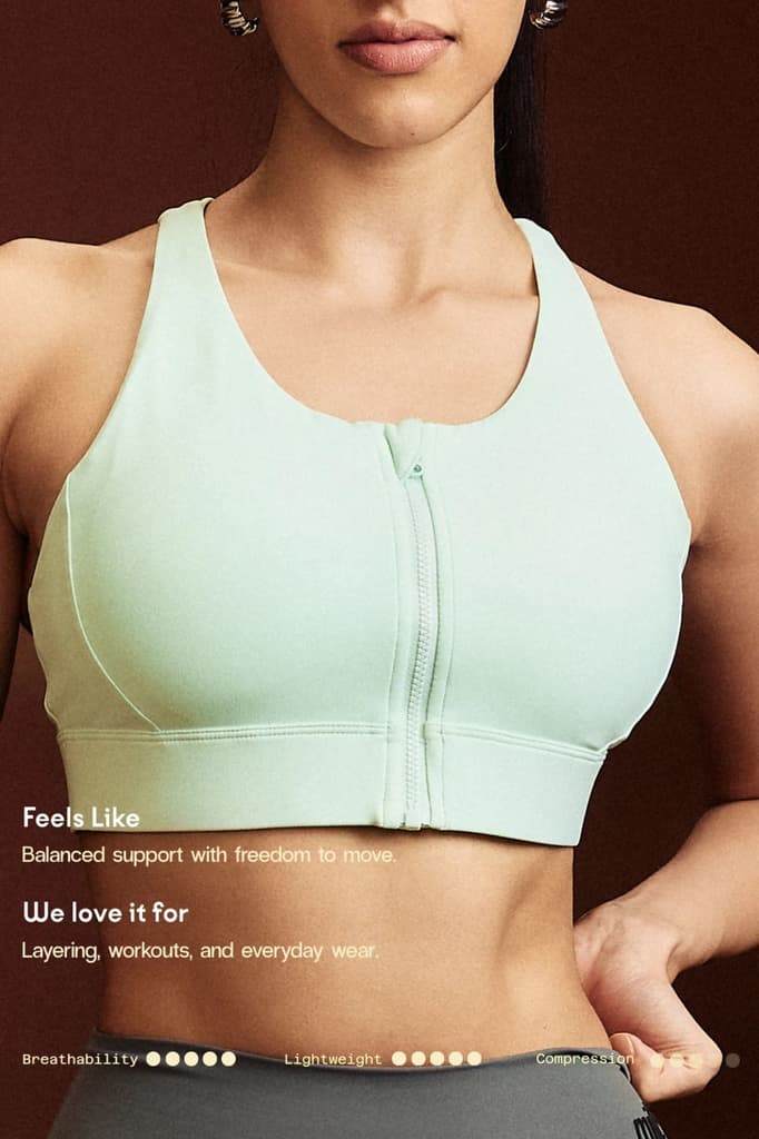 Mint LevelUp Front Zip Sports Bra — photo 5