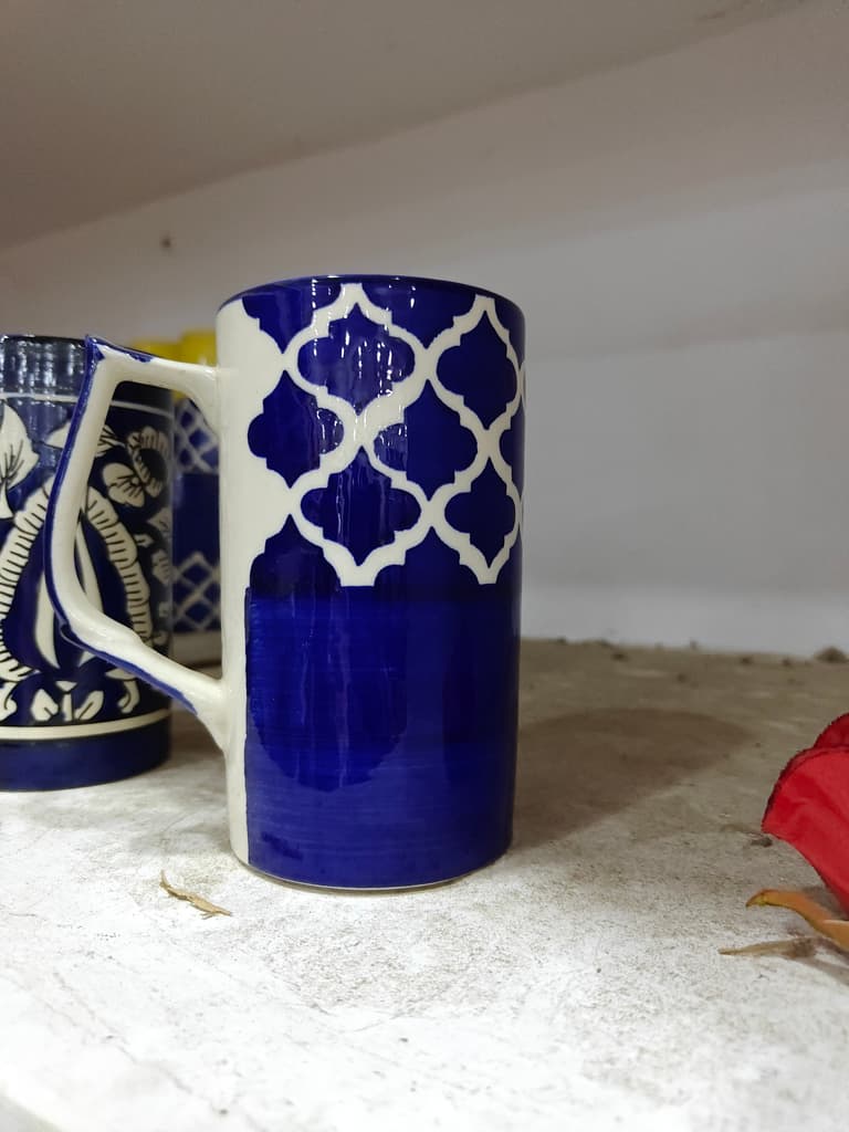 Blue and White Mug | Ceramic | Handmade | Decorative
