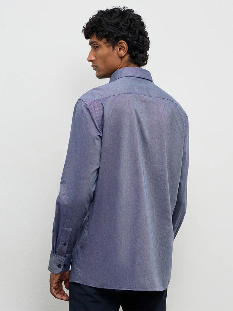 WES Formals Navy Relaxed-Fit Cotton Shirt — photo 4
