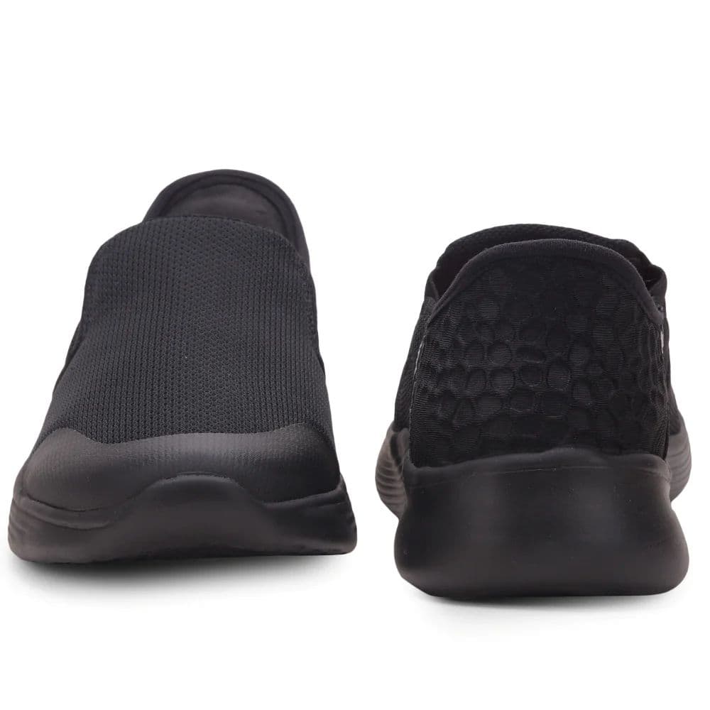 Leap7x Black Sports Non Lacing Walking Shoes For Men EZZAR-1 By Liberty — photo 6