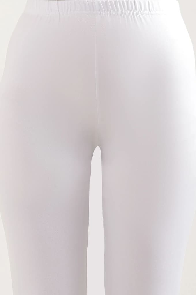 White Solid Skinny Fit Tights With Elasticated Waist — photo 6
