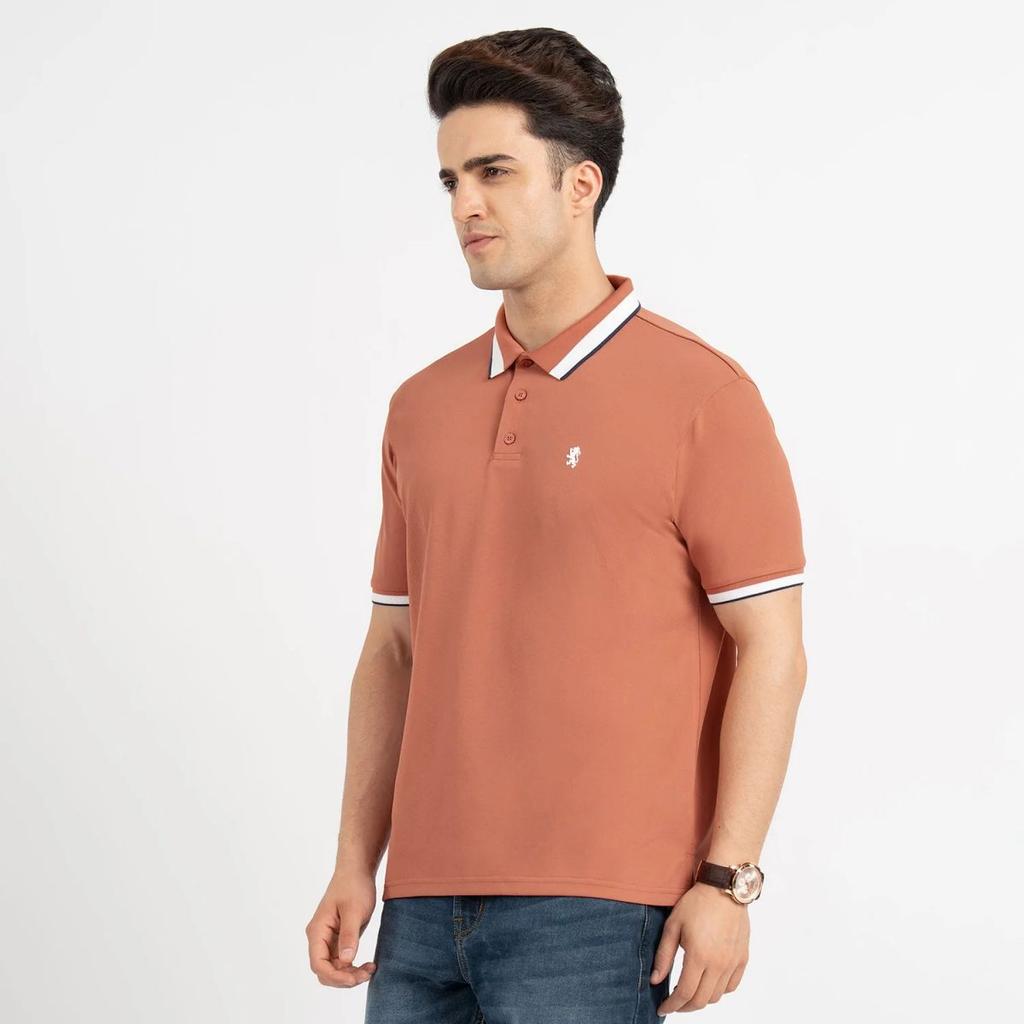 T Shirts for Men in Burnt Orange | Polo Half Sleeve T Shirt — photo 2