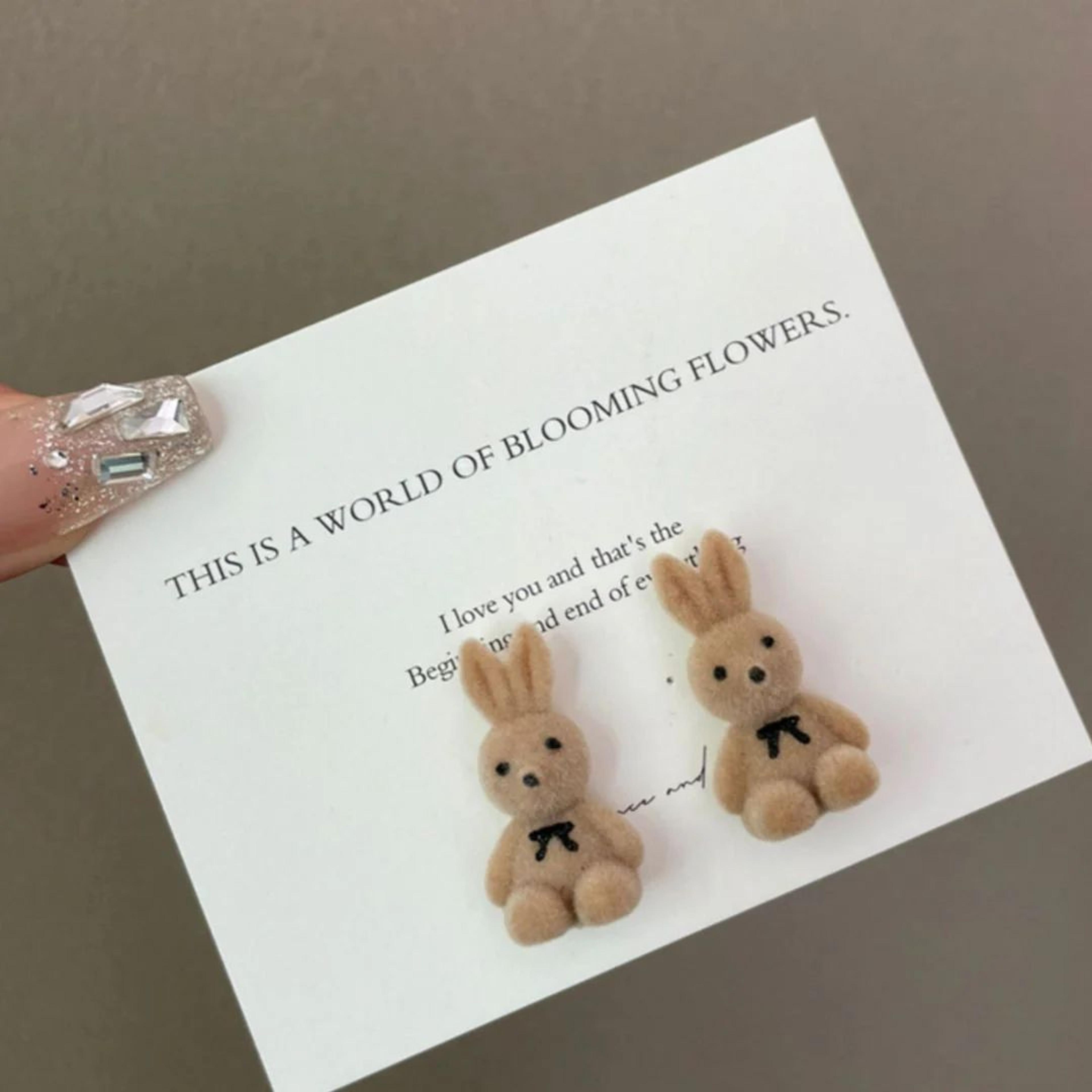 Fuzzy Bear Stud Earrings