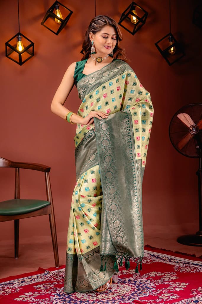 Mimosa Women's Woven Design Kanjivaram Style Art Silk Saree With Blouse Piece : SA00001655PSFREE — photo 4