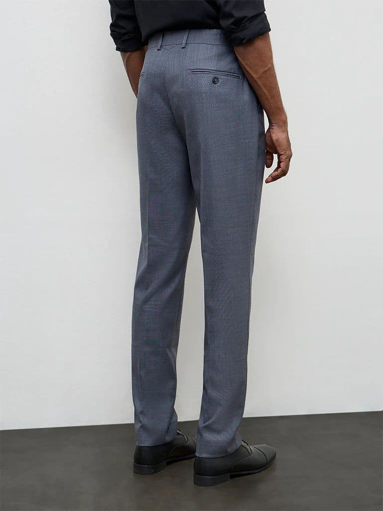 WES Formals Dark Grey Relaxed-Fit Mid-Rise Trousers — photo 4