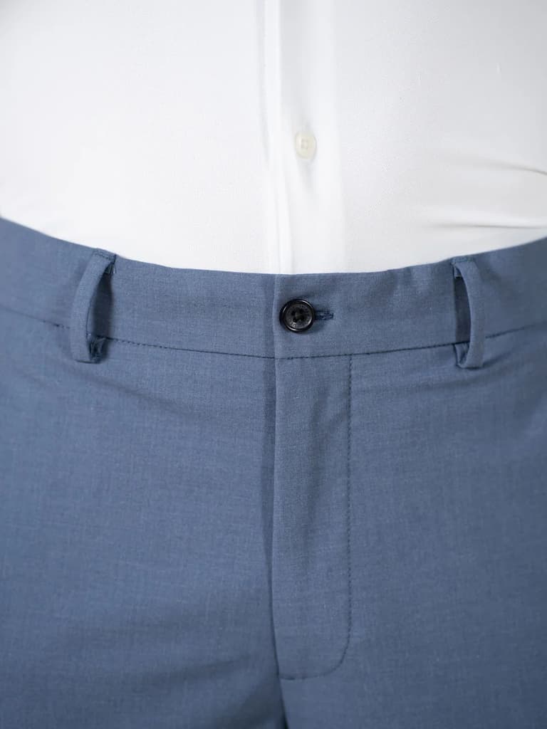 Crest Blue Melange Stretch Formal Pants