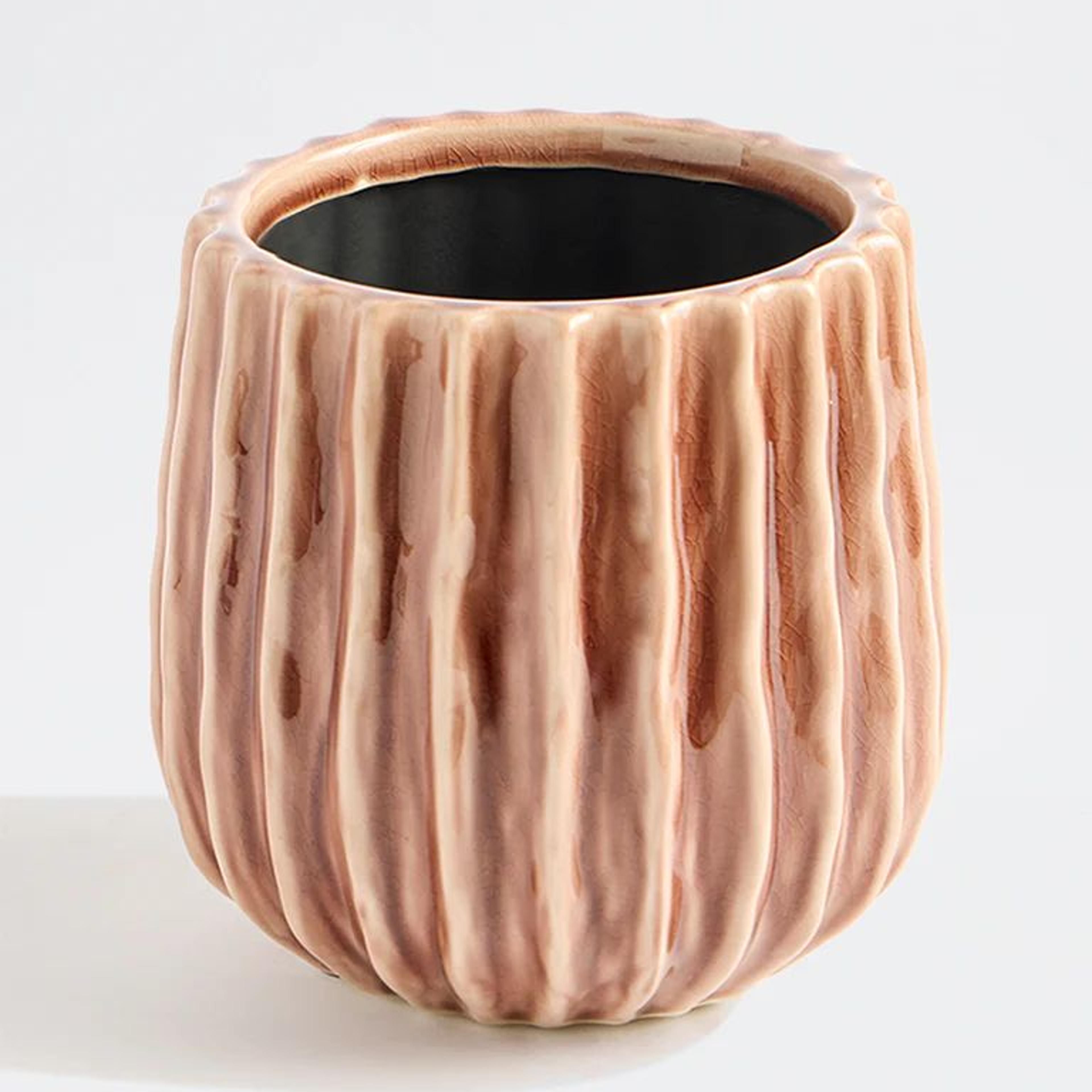 Westside Home Brown Ribbed Ceramic Planter