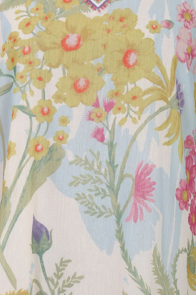 Off White Floral Printed Chiffon Straight Kurta — photo 3