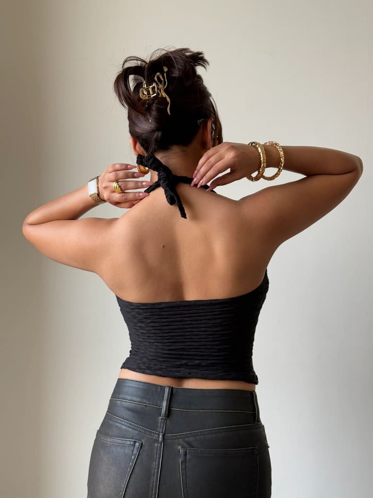 Jacquard Honey Luxe Halter Top — photo 10