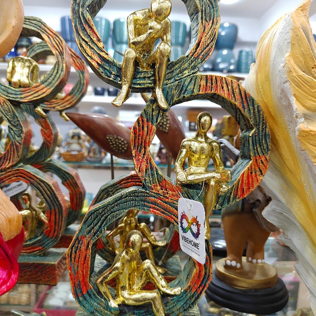 Gold Statue of Two People Sitting | Sculpture | Bronze | Gold