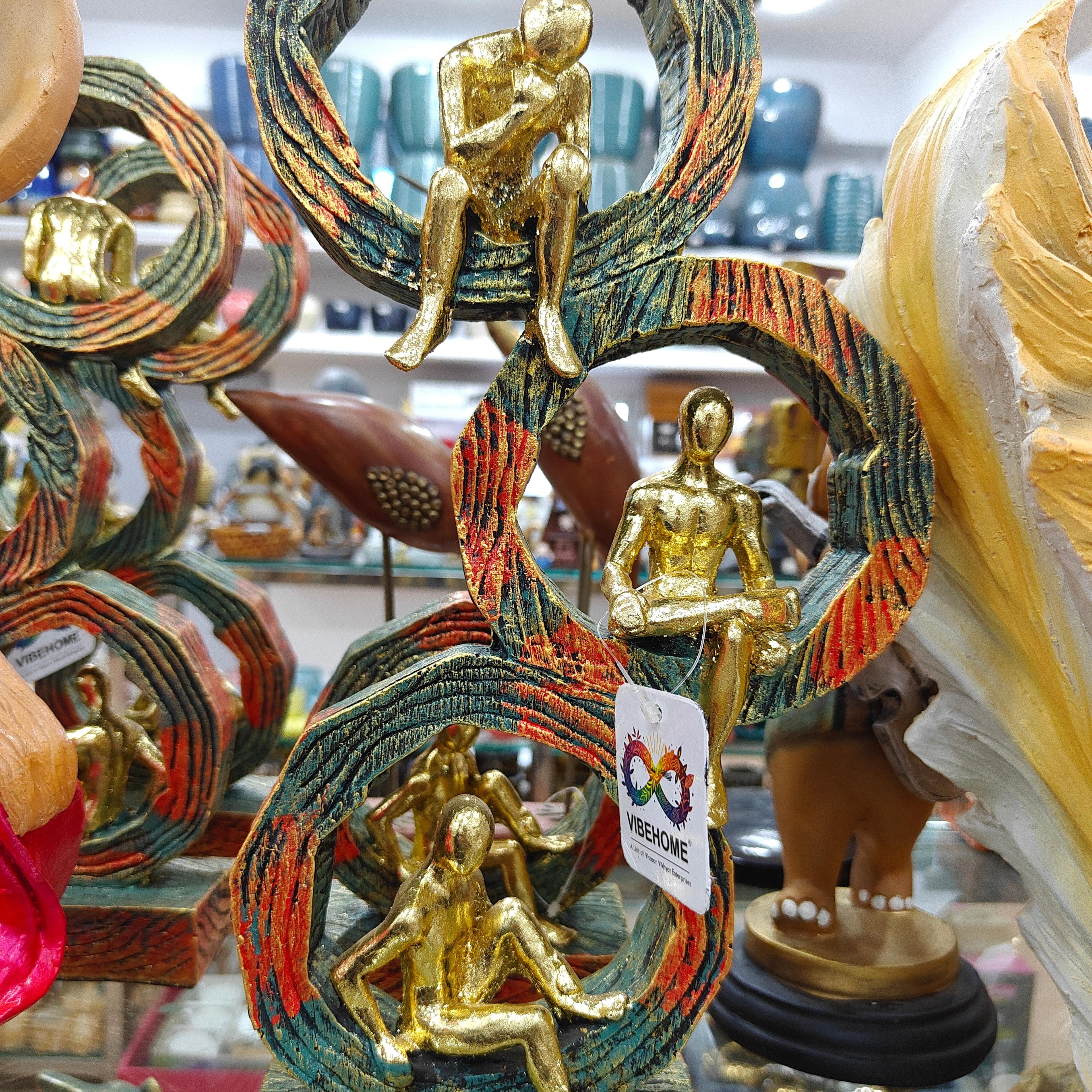 Gold Statue of Two People Sitting | Sculpture | Bronze | Gold