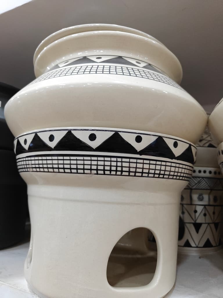 Vase with Designs | Ceramic | White | Decorative