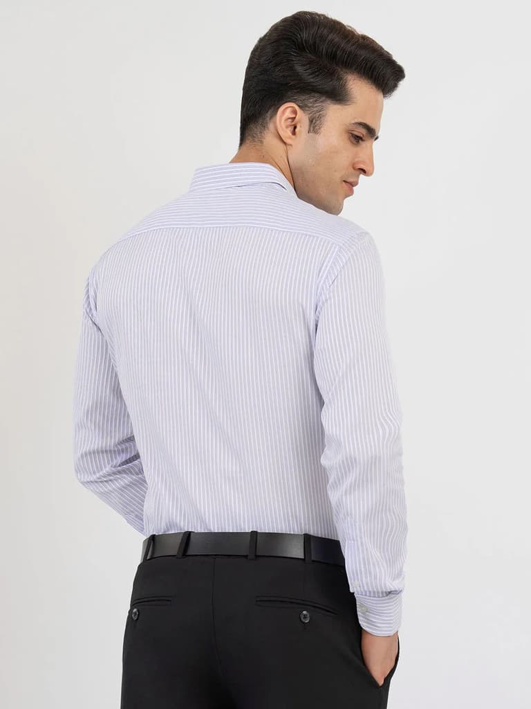 Shirts for Men in Blue | Dobby Stripe Full Sleeve Shirt — photo 3