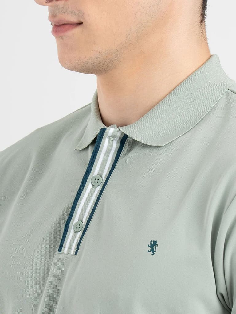Menâ€™s Light Green Jacquard Polo T-Shirt — photo 4