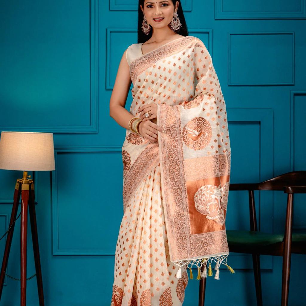 Mimosa Women's Woven Design Banarasi Style Art Silk Saree With Blouse Piece : SA00001808HWFREE