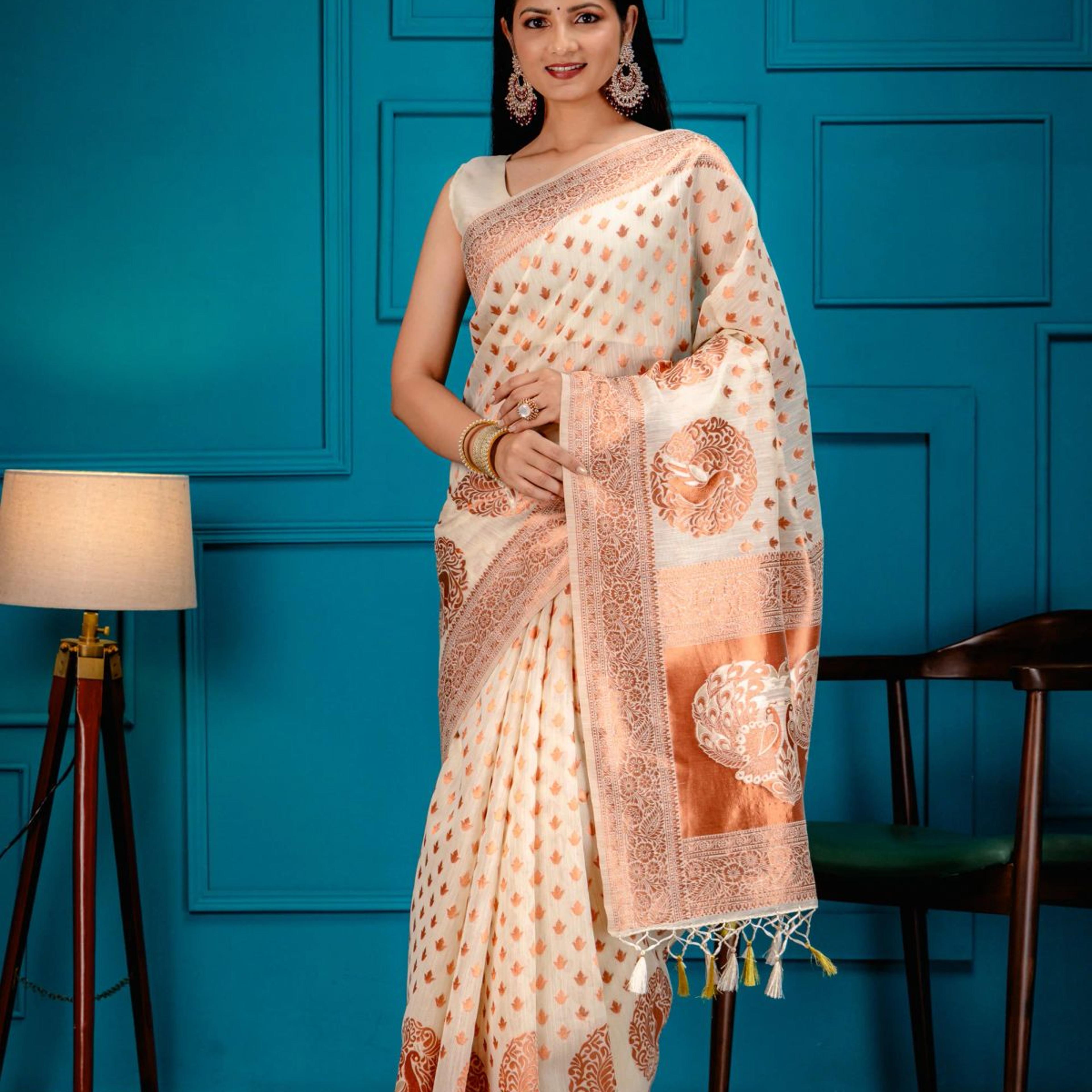 Mimosa Women's Woven Design Banarasi Style Art Silk Saree With Blouse Piece : SA00001808HWFREE