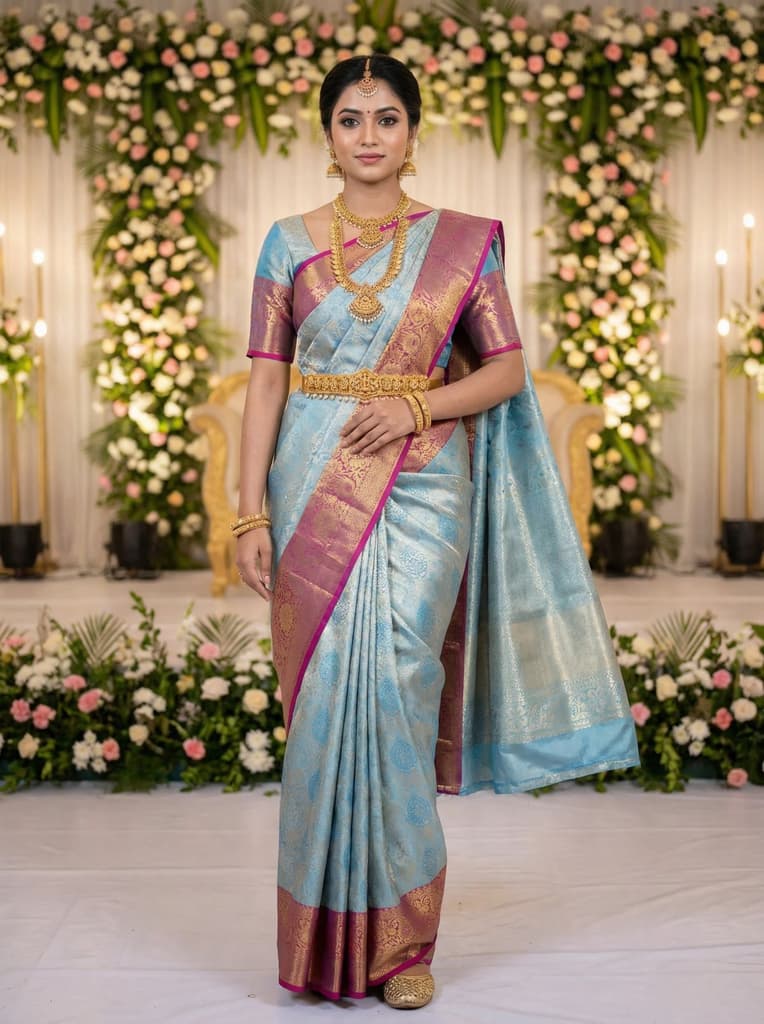 MIMOSA Women's Woven Design Kanjivaram Style Art Silk Saree with Blouse Piece - Ananda (SA00002476ANFREE) — Default Title