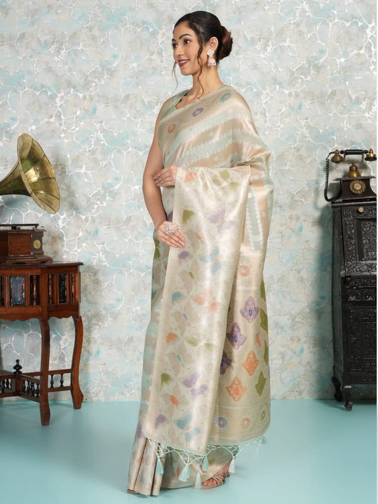 Mimosa Women's Woven Design Banarasi Style Art Silk Saree With Blouse Piece : SA00002065RMFREE — photo 3