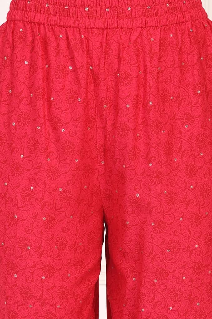 Red Embroidered A-Line Kurta and Straight Trouser Set — photo 8