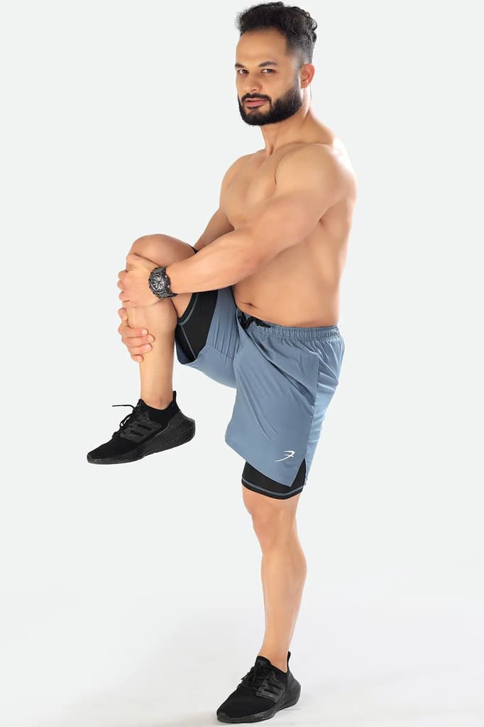 2 in 1 Compression Shorts Light Grey — photo 4