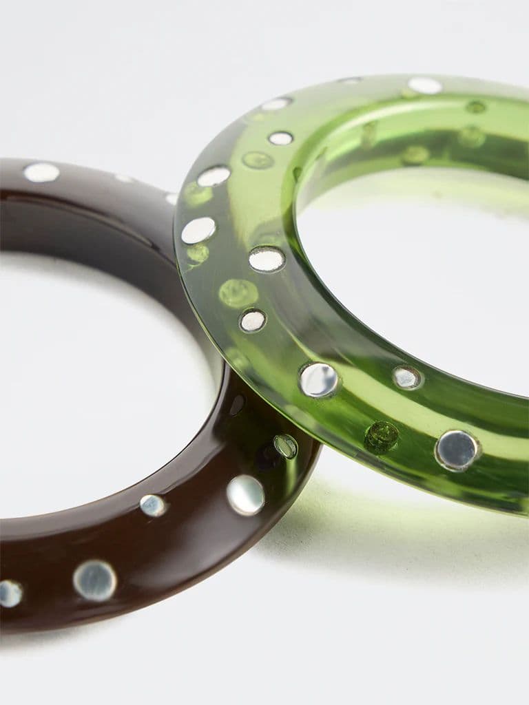 Westside Accessories Green and Brown Studded Bangles – Pack of 2 — photo 3
