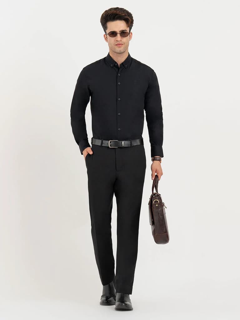 Shirts for Men in Black | Solid Full Sleeve Shirt — photo 5