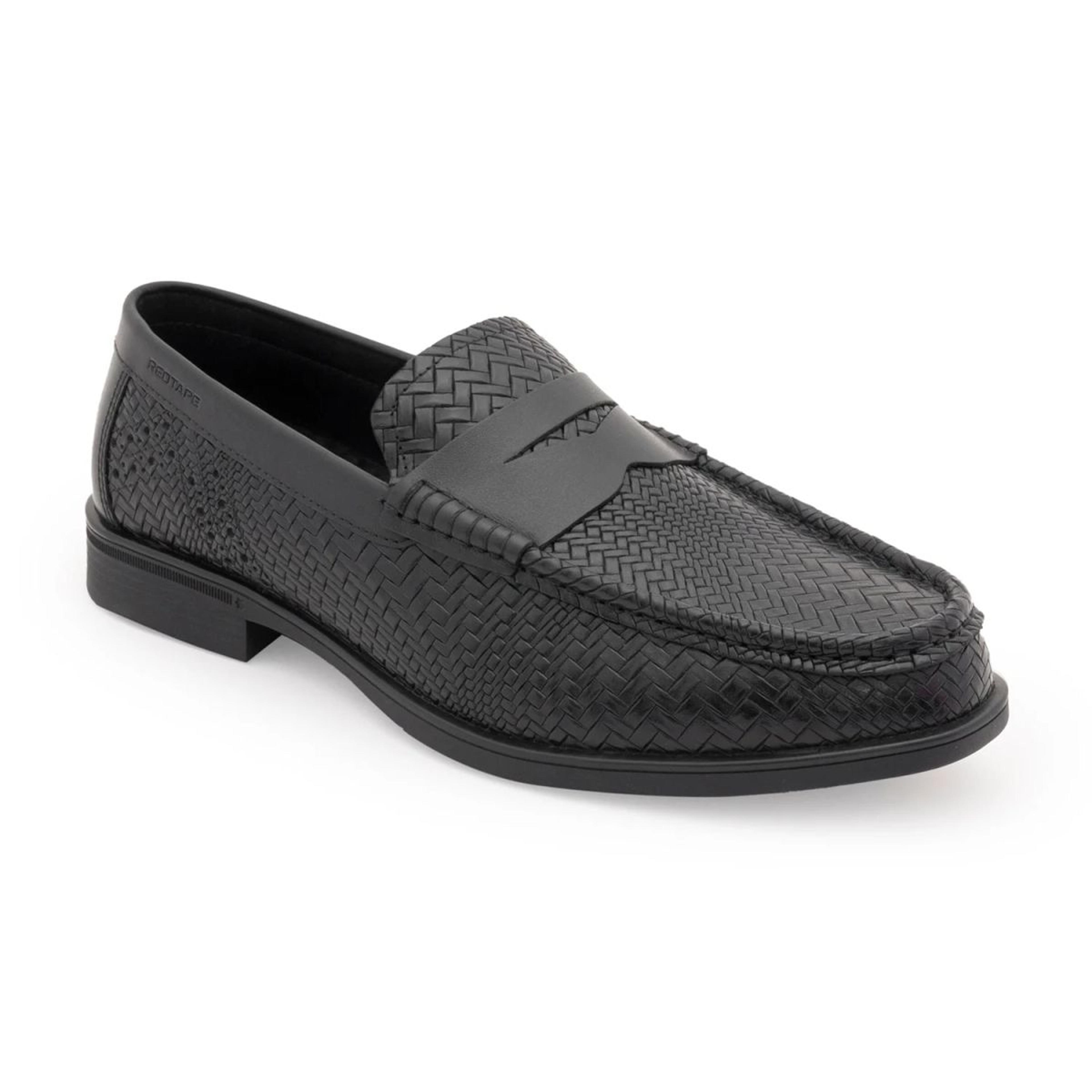 Moccasin Shoes for Men in Black | Formal Slip-On Shoes
