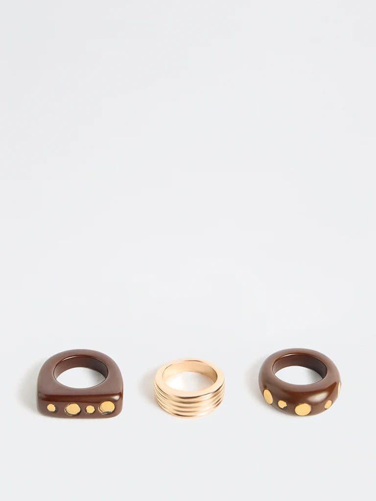 Westside Accessories Multicolour Resin and Metal Rings - Pack of 3 — photo 2