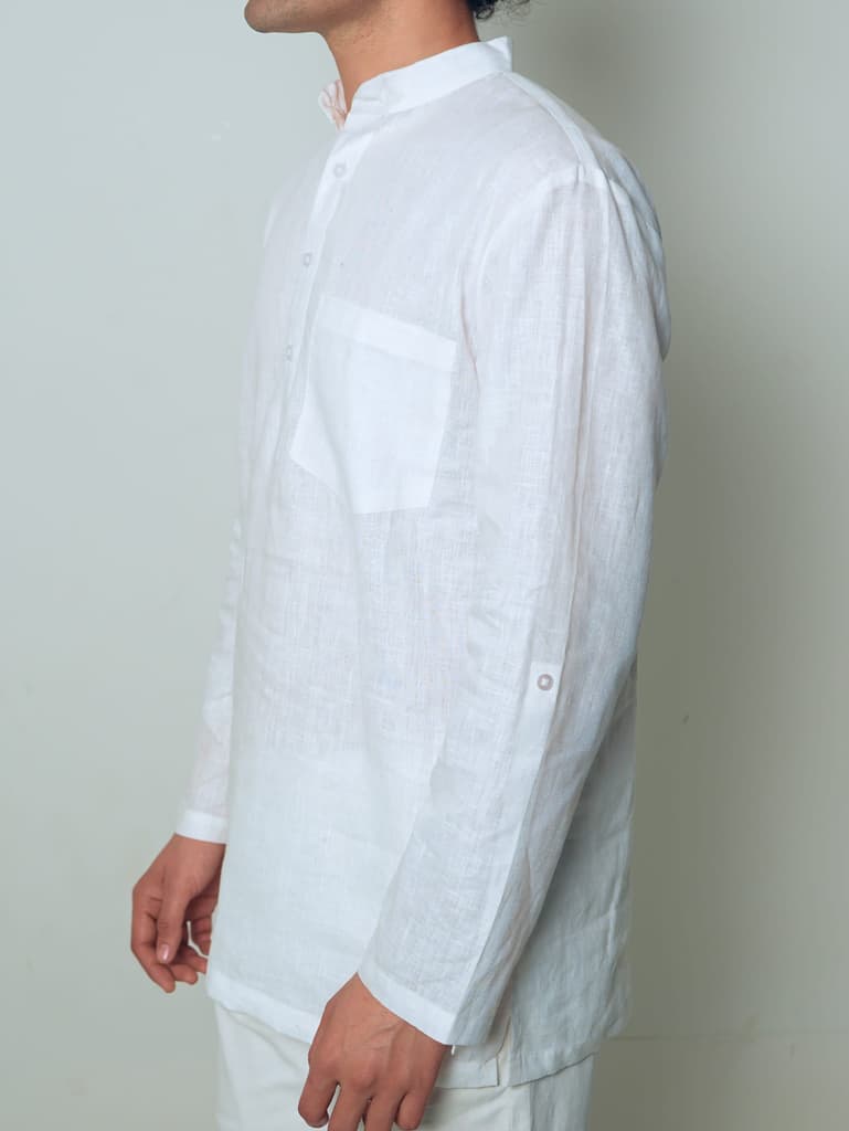 Sadabahar White Linen Short Kurta | Mr.Saa (Mr.सा) — photo 8