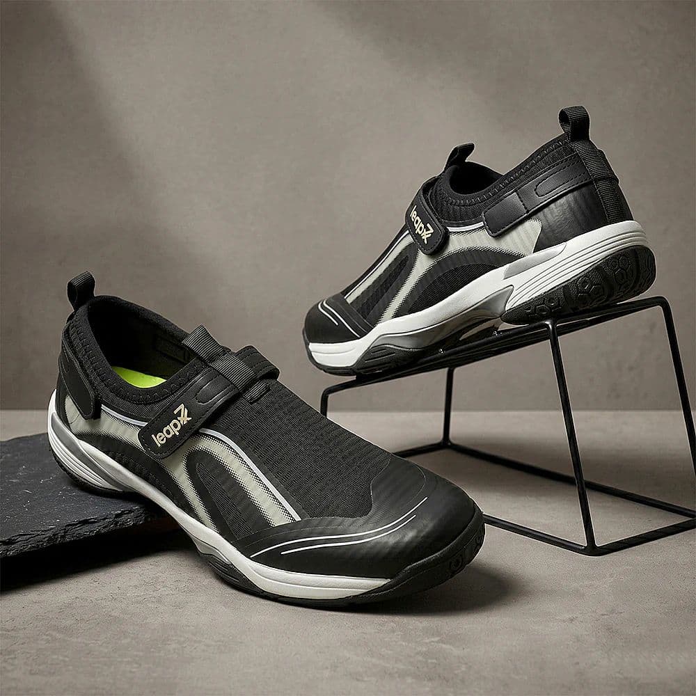 Leap7x NEWRACE-1E Black Sports Non Lacing Walking Shoes For Men By Liberty — photo 2