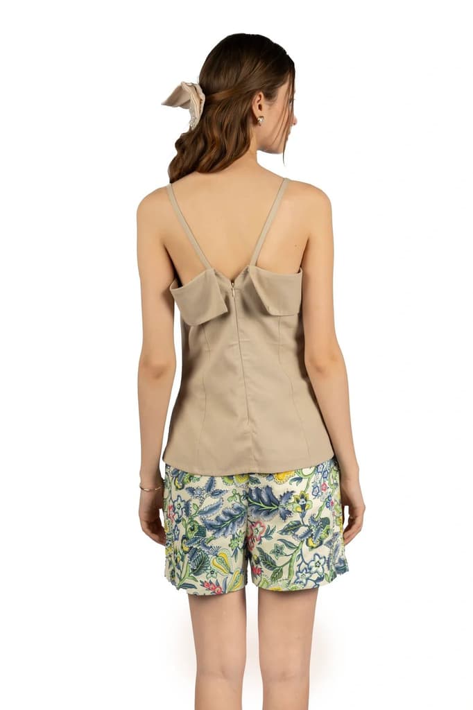 Beige Tube Tank Top in Cotton Twill — photo 7