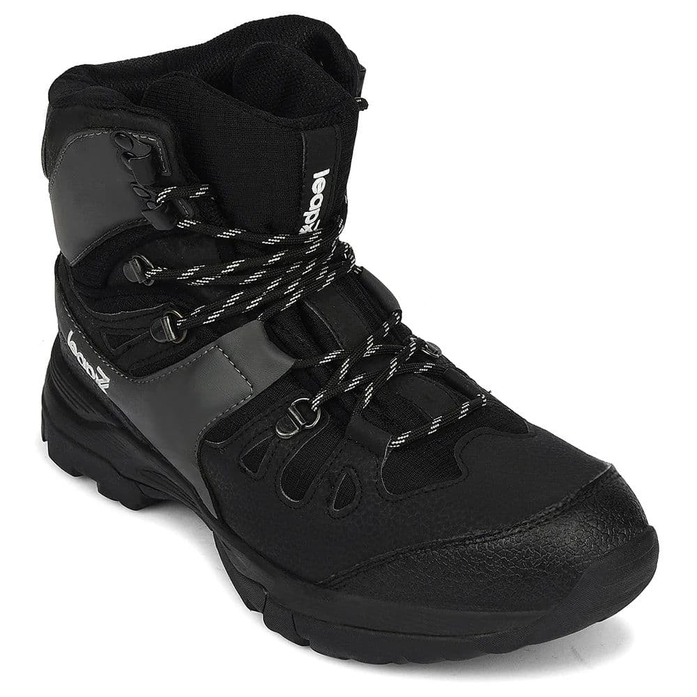 Leap7x Black Sports Lacing Trekking Shoes For Men VERTICAL-2 By Liberty — 6/40 / Black