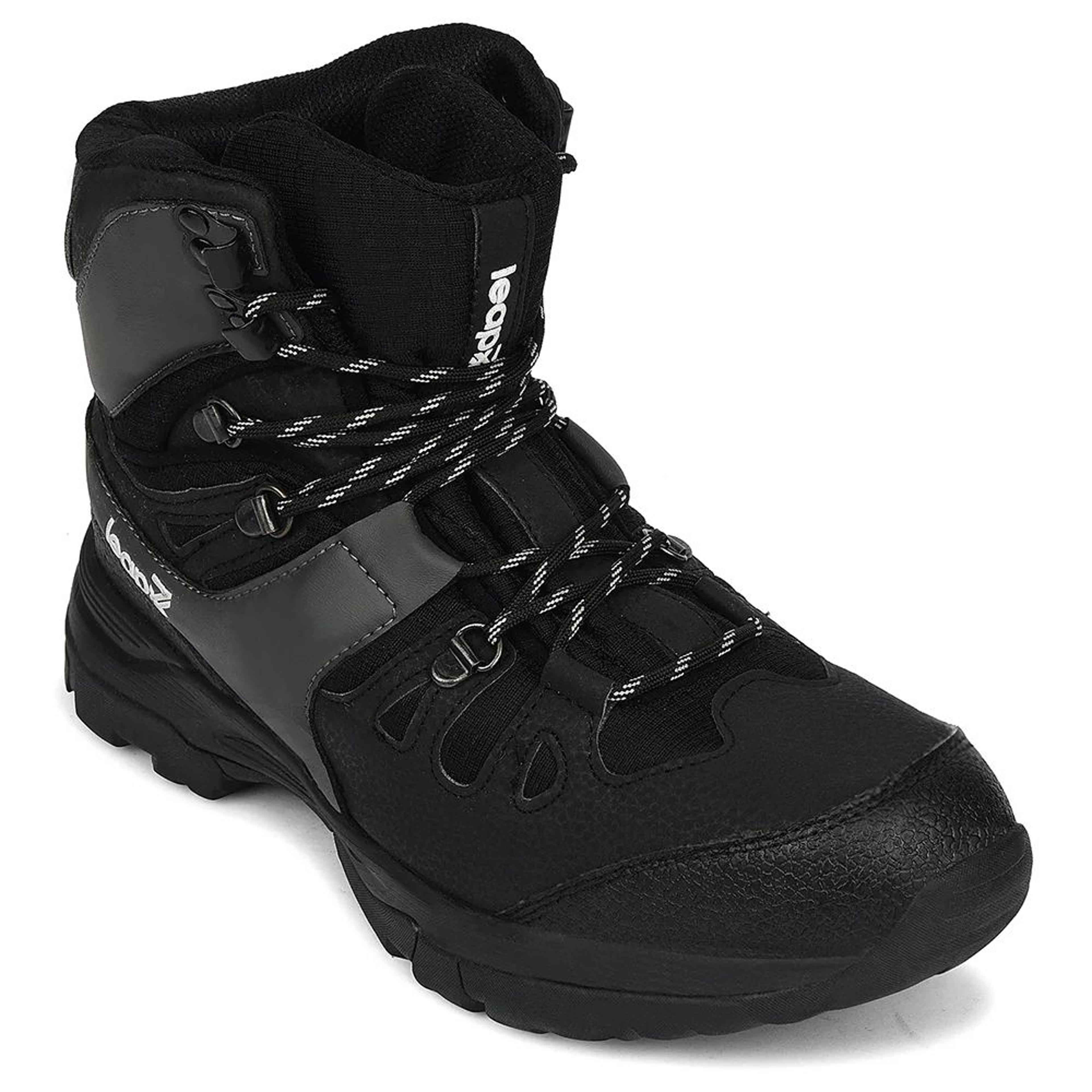 Leap7x Black Sports Lacing Trekking Shoes For Men VERTICAL-2 By Liberty