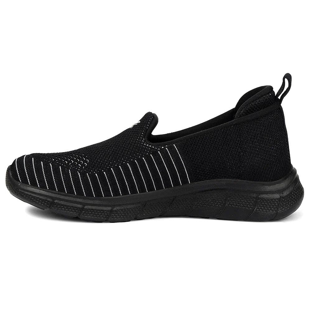 Leap7x Black Sports Non Lacing Walking Shoes For Women GHD-8 By Liberty — photo 3
