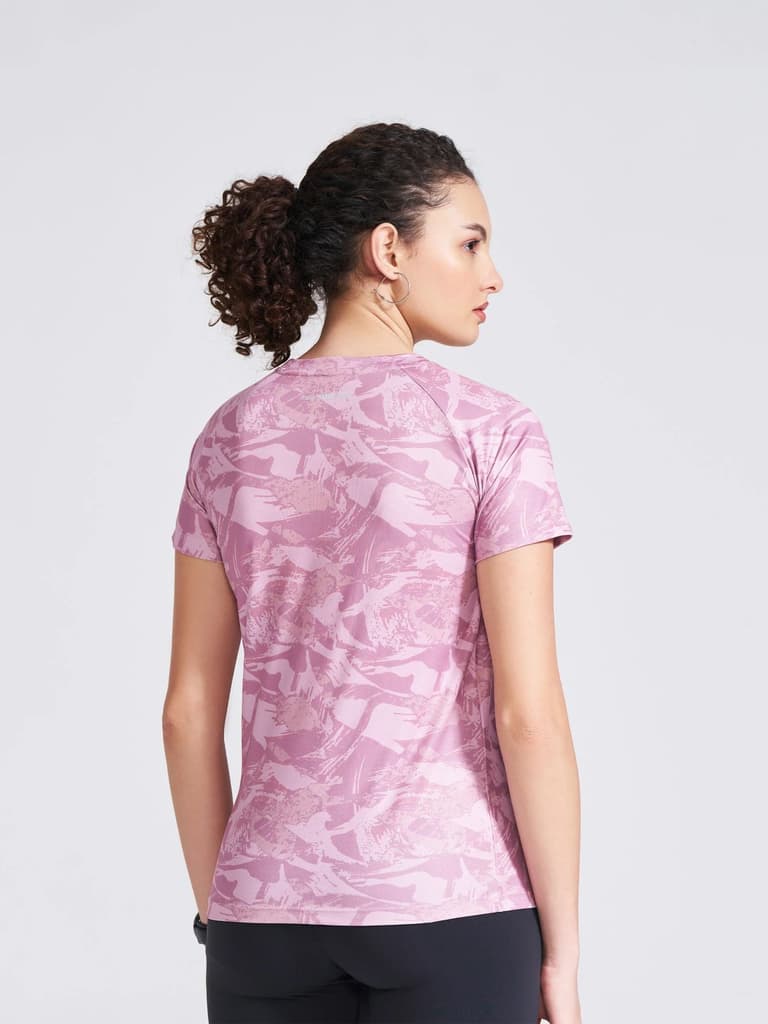 Women's Pink Printed Round Neck T-Shirt — photo 5