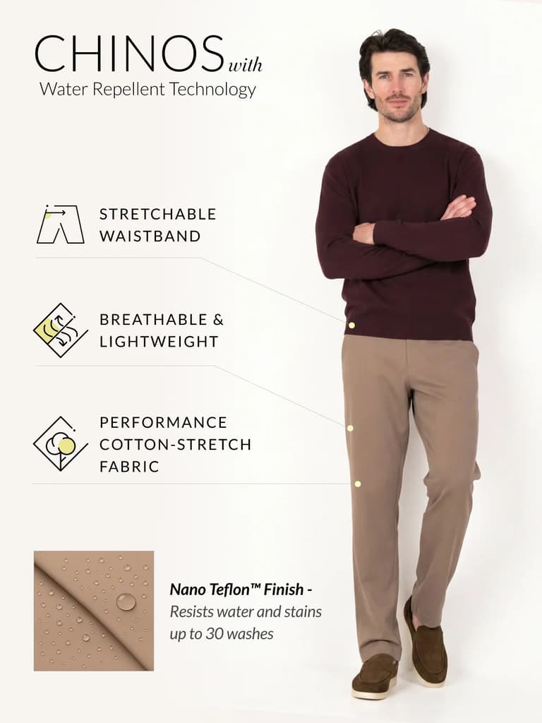 Terranova Khaki Relaxed Fit Stretch Chinos for Men — photo 3