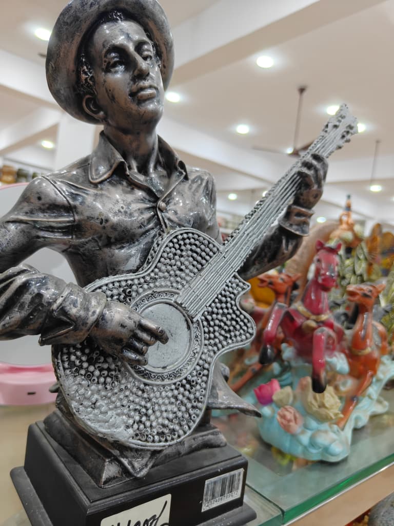 Bronze Statue of a Man Playing Guitar | Sculpture | Bronze | Brown