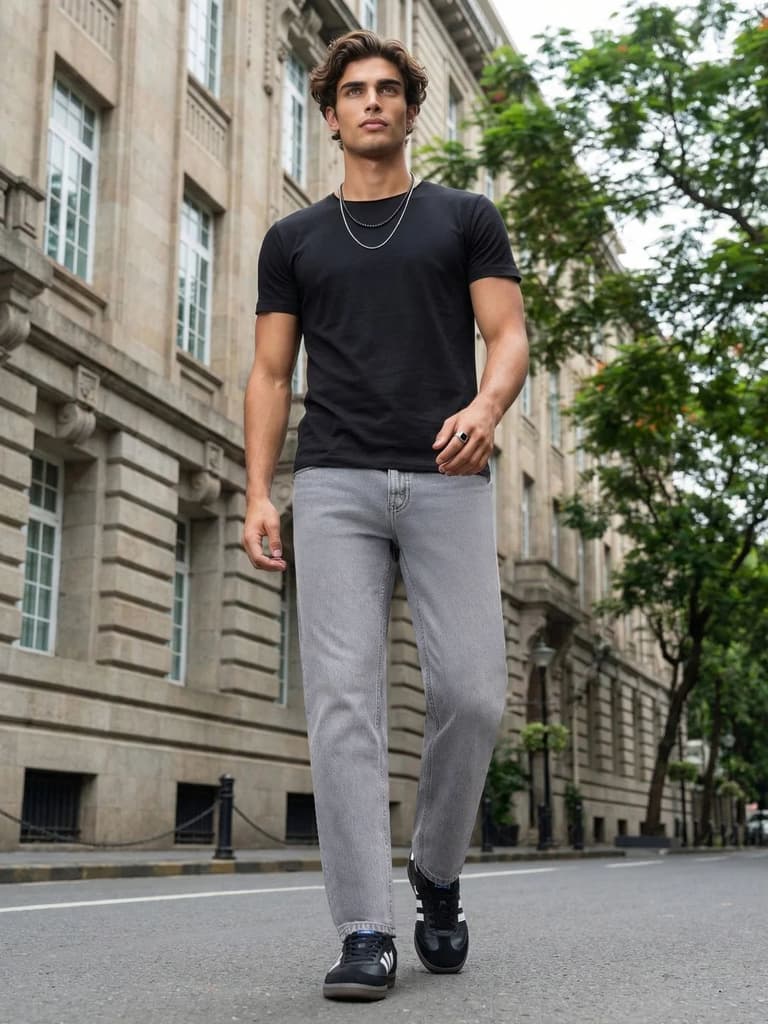 Men's Ice Grey Relaxed Fit Washed Denim Jeans Non-Stretchable — photo 4