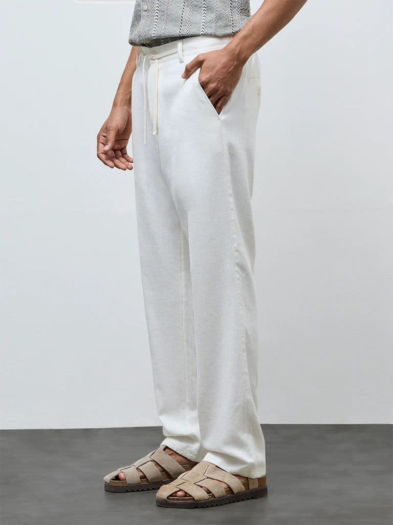 ETA White Relaxed-Fit Mid-Rise Cotton-Blend Chinos
