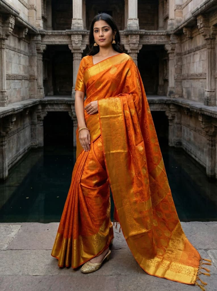 MIMOSA Women's Woven Design Kanjivaram Style Art Silk Saree with Blouse Piece - Mustard ( SA00003144MSFREE ) — Default Title