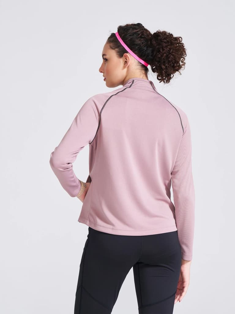Women's Mauve Solid Stand Collar Jacket — photo 5
